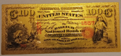 24 karátos aranyozott 100 dollár bankjegy, replika