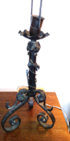 Antique wrought iron 63 cm high tendril, leafy, floral table lamp