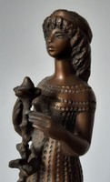 Rábainé kiss lenke: woman with flowers, bronze statue, 37 cm