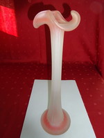 Glass vase, pink color, height 30.5 cm. He has! Jókai.