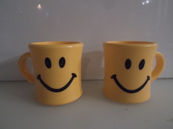 Mug - smile - new - 2 pcs - 2.5 dl - thick - plastic - German