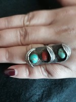 Ezüst gyűrű fél drága kövekkel navajó (nahavo)