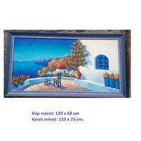Görög Tájkép.Olajfestmény vászonra festve. 120 x 60 cm