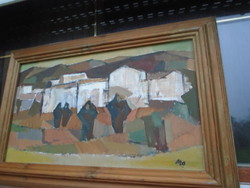 MOHY SÁNDOR: szerzetesek (olajfestmény kerettel 70x45,5 cm) Nagybánya, XX. századi magyar, modern