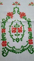 Cross-stitched linen tablecloth, towel 107 * 52cm