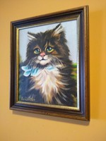 Perzsa cicát ábrázoló jelzett festmény
