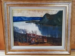 Papp Zoltán " Dunakanyar"  festmény, olaj - farost  szignózott