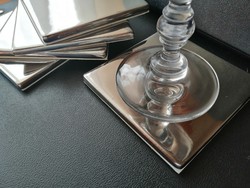 Glamour fényes ezüst színű dekorcsempe poháralátétek 7 db