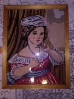 Gobelin kép keretezve üveg alatt - nő alak