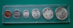 Kanada 1962. évi forgalmi sor – 6 db-os, 4 db ezüsttel – átlátszó, kemény-műanyag  tokban