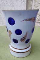 Beautiful Multi-layered Colorful Glass, Blue, White, and Painted. Glass, Vase, Art Deco