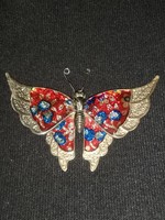 Nagy tűzzomác pillangó bross és medál 7 cm