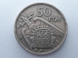 Spanyol 50 Pezeta 1957 érme (59 a csillagban) - Spanyolország 50 Pesetas külföldi pénzérme