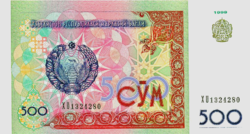 Üzbegisztán 500  szum 1999 UNC