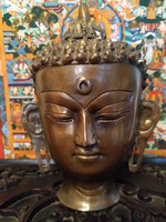 20cm-es bronz Buddha fej