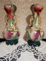 Eladó antik szecessziós majolika váza pár nagyon nagy méret 40cm!!!!