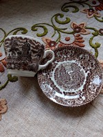 Reneszánsz kastély hattyúkkal és antik medalion madár virág mintákkal angol csésze alátéttel