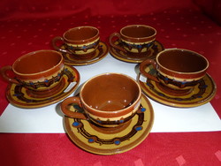 Bolgár mázas kerámia kávéscsésze + alátét, csésze átmérője 7 cm. Vanneki!