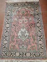 130 x 80 cm kézi csomozasu selyem kasmir perzsa szőnyeg eladó 