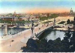 Régi képeslap, Párizs, III. Sándor cár híd a XX. század 20-as éveiben