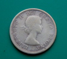  Kanada  - Ezüst 10 cent, 1955 -  "bluenose" halász- és versenyhajó -   II. Erzsébet királynő   