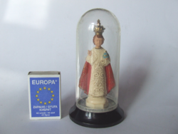 Régebbi, vintage olasz vallási emléktárgy, kegytárgy-műanyag búra alatt egyházi szobor