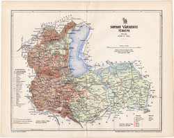 Sopron vármegye térkép 1897 (12), lexikon melléklet, Gönczy Pál, 23 x 29 cm, megye, Posner Károly