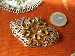 Antique gold jewelry brooch giant 8x5 cm