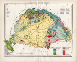 Magyarország földtani térkép 1896 (3), eredeti, Pallas, Homolka József, geológia, közet, földtan