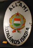 Magyar címeres zománcos iskola tábla 377