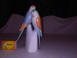 Hollóházi papagájok - nipp, figura - kék, sárga