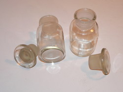 2 db antik orvosságos patikaüveg (laborüveg) csiszolt dugóval olcsón eladó