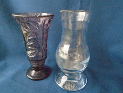 2 db antik váza kristály világoskék madarakkal díszitet másik Franciaorszból származik