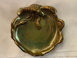 Zsolnay eozinos rákos tál öt tornyos bélyegzővel