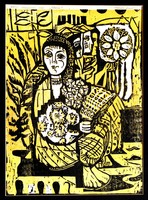 Dezső Takács (1933-): flora, 1977 - color woodcut, 25/12