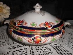 Antique English faience bowl with lid. 