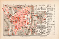Jeruzsálem térkép 1906, német nyelvű, Meyers lexikon, Jerusalem, Izrael, Palesztína, Szentföld