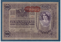 10000 Korona 1918  Deutschösterreich bélyegzés   Hátlap Ornament