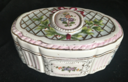 PORCELÁN rokokó jellegű dekorral-dobozka-francia?-1900-as évekből
