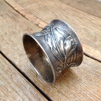 Antik szecessziós ezüstözött szalvétagyűrű