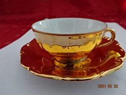 Csehszlovák porcelán, antik, arany kávéscsésze + alátét. Vanneki!