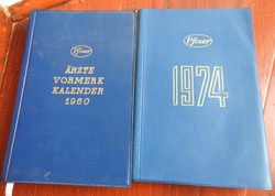 Pfizer  Arzte Vormerk Kalender 1960 és 1974 ( üres, nem használt)