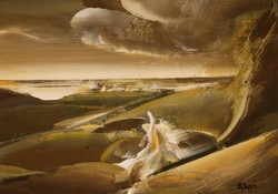 Alexander Bihari (1947-2013): hills - plextoll painting, original frame