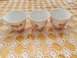 Zsolnay kávés csészék - narancs színű virágokkal