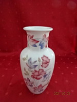 Kőbányai porcelán váza, rózsaszín virággal, magassága 20 cm. Vanneki!