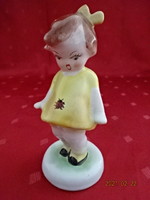 Bodrogkeresztúr porcelain, figurative sculpture, little girl in a ladybug dress. He has! Jokai