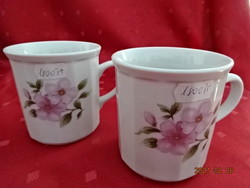 Csehszlovák porcelán, rózsaszín virágos bögre, magassága 9 cm. Vanneki!