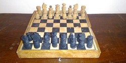 Antik fa sakk eredeti sakktábla dobozában