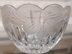 Crystal, engraved, polished, acid etched table serving 17 cm