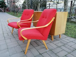 Mid century design 2db csehszlovák fotel 1958-68,friss dizájn,könnyű kecses darabok,restaurálásra